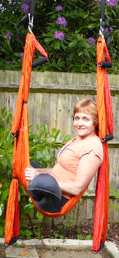 Phyl in a Yoga Swing
